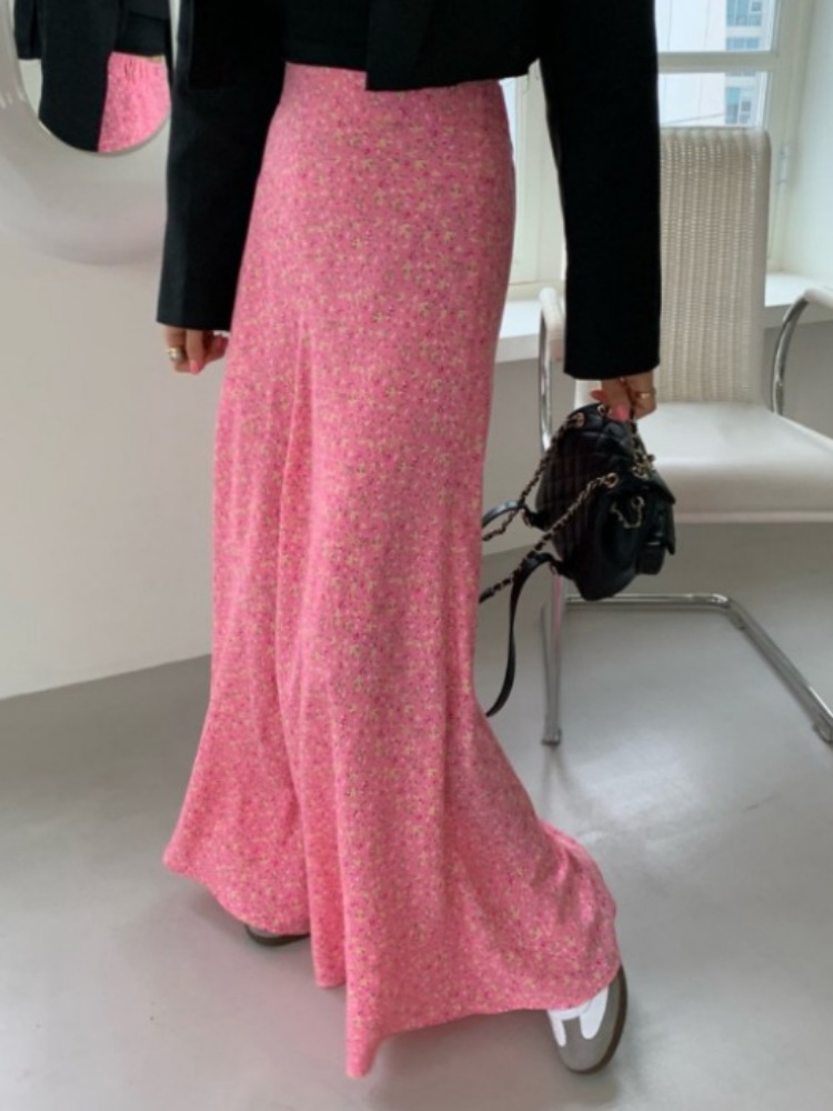 Korean Daily Lifestyle - Floral Print Half-length Skirt Korean Style