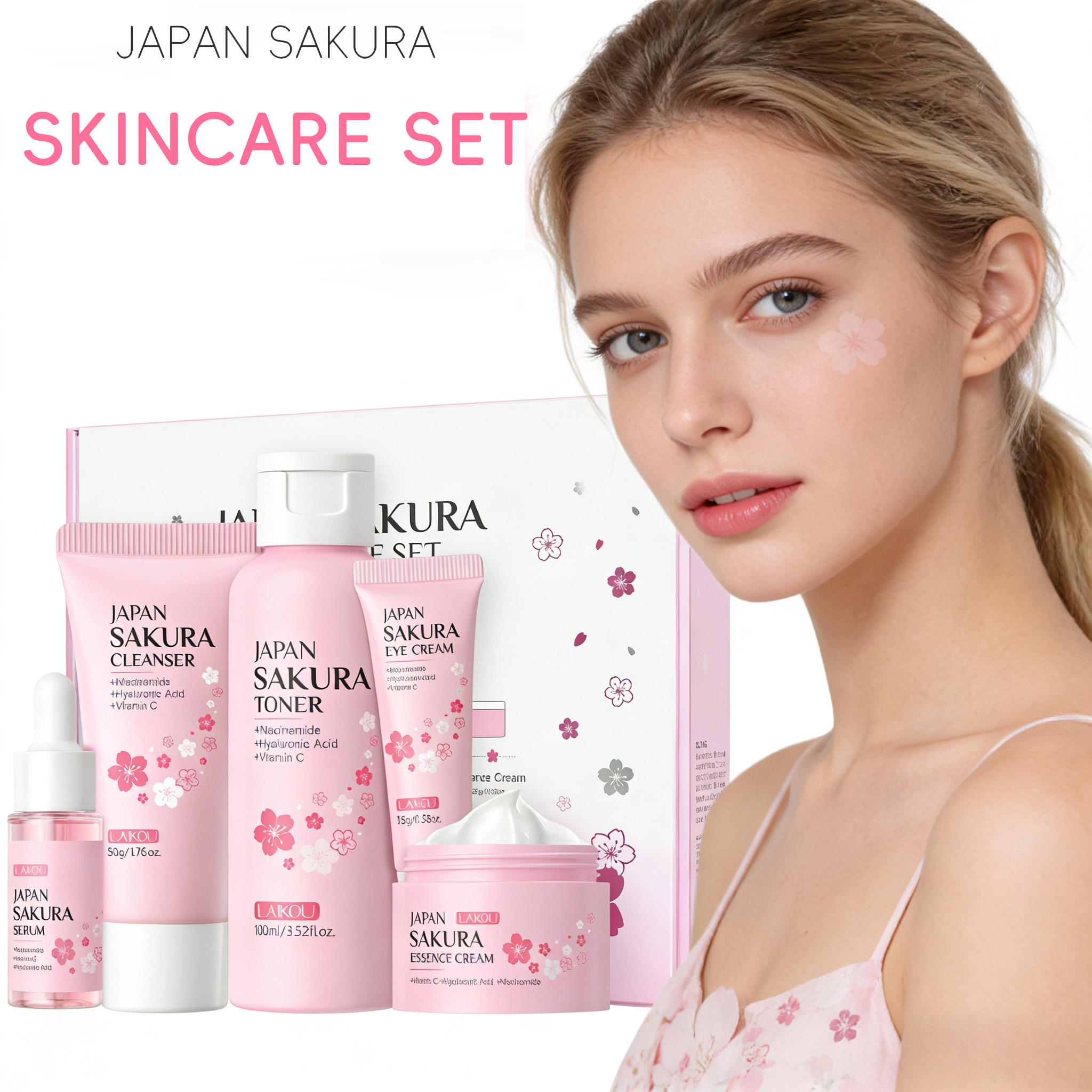 LAIKOU Sakura 5pcs Skin Care K – Essence Serum Toner recenzja i cena
