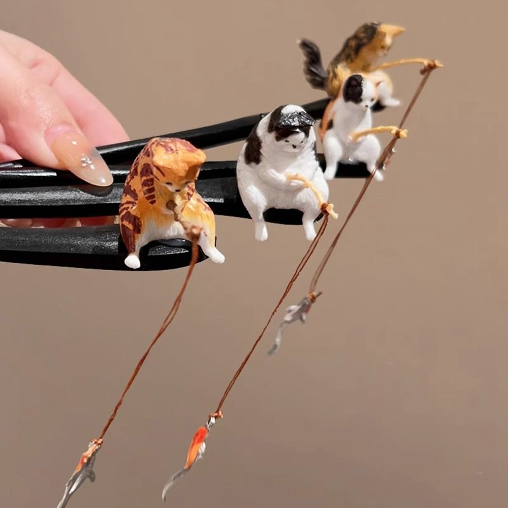Cute Cat Fishing Wooden Hair S – Hanbok Hair Pin recenzja i cena