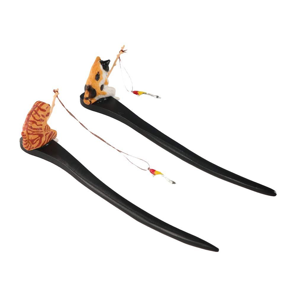 Antique Cat Fishing Wooden Hai – Hanbok Hair Pin recenzja i cena