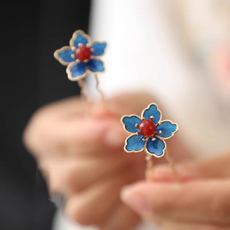 Blue Flower Ancient-Style Hanf – Hanbok Hair Pin recenzja i cena
