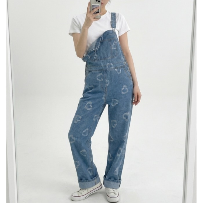 Love Heart Denim Overalls Wome – Korean Daily Lifestyle recenzja i cena