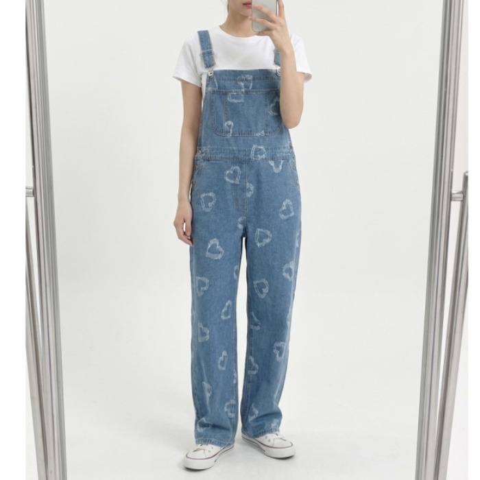 Love Heart Denim Overalls Wome – Korean Daily Lifestyle recenzja i cena